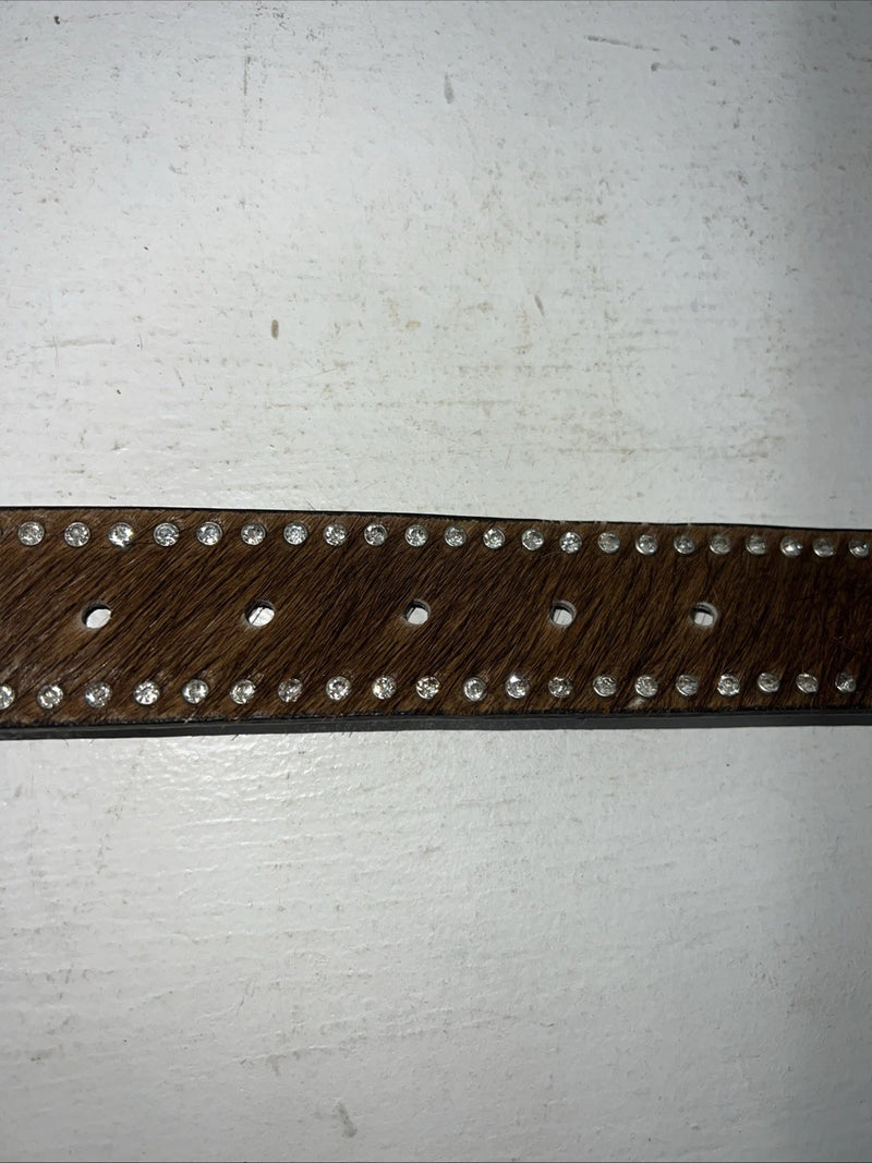 New Nocona Brown Fur Genuine Leather Belt Small #N3441002 W-18