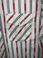 New Children’s Pink Stripped White House Long Sleeve Pearl Snap Shirt. XL S-39