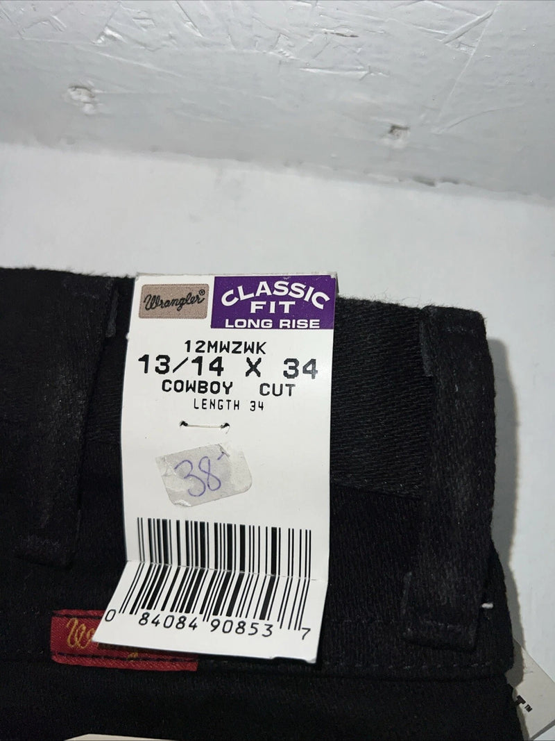 Nw Men’s Black Cowboy Cut Slim Fit Wrangler Jeans. 13/14x34 G-9
