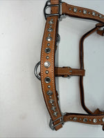 New Light Oil Brown Leather Jewl Bling Full horse Show Halter 3C-17