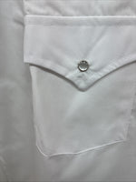 New Men’s ELY Cattleman White Black Embroidered Long Sleeve Pearl Snap XL H-65