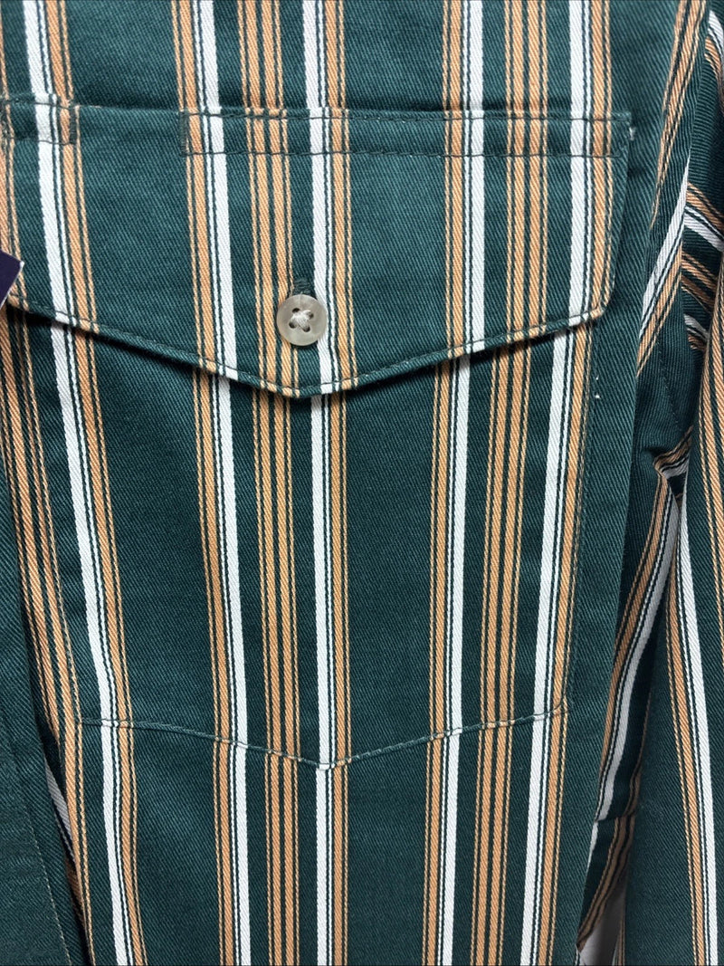 New Kids Wrangler Green Stripe Long Sleeve Button Up XL CC-89
