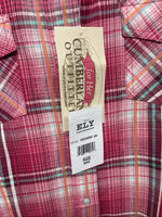 New Women’s Cumberland Pink Plaid Long Sleeve Pearl Snap XL GG-73