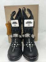 New Children’s Black Smokey Mountain Cowboy Boots. 3283c 9.5 9 1/2 R. 24-22