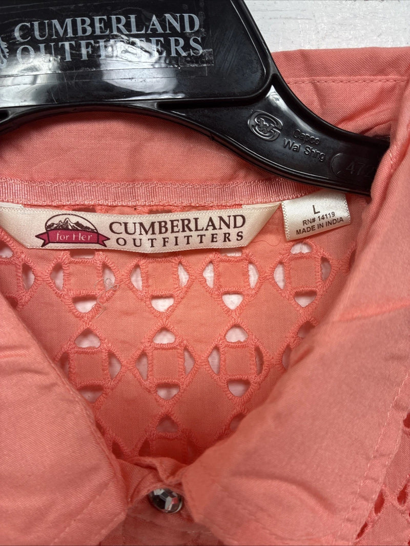 New Women’s Cumberland Pink Long Sleeve Pearl Snap Large KK-110