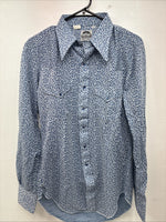 New Men’s Miller Blue Deigned Long Sleeve Pearl Snap 15.5 Medium II-102