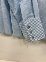 New Kids Dan River Blue Deigned Long Sleeve Pearl Snap Size 10 LL-63