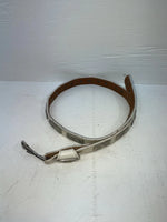 New White Genuine Leather Wrangler Silver Pendent 28” Belt #4641 JJ-38