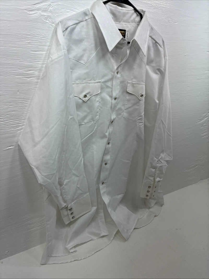 New Men’s Panhandle White Western Long Sleeve Pearl Snap 2XL E-71