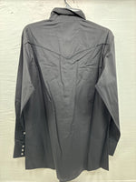 New Men’s White Horse Black Embroidered Long Sleeve Pearl Snap Large V-33