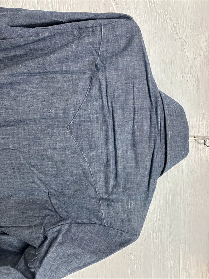 New Men’s Champion Western Blue Jean Long Sleeve Pearl Snap 14 Small AA-1