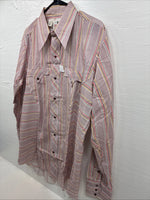 New Men’s Tem Tex Pink Stripe Long Sleeve Pearl Snap 16.5 X 35 Large R-32
