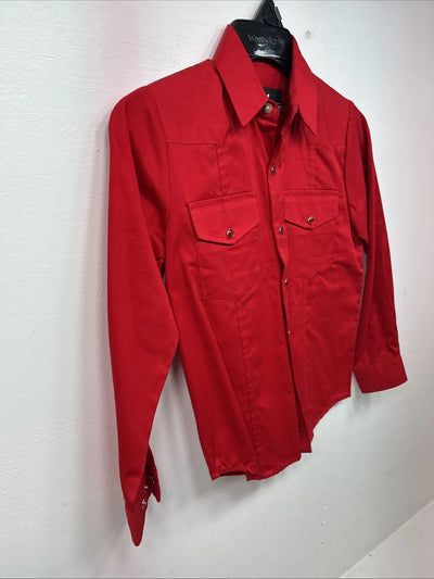 New Boys Western Express Red Long Sleeve Pearl Snap Medium DD-121