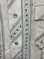 New Men’s Champion Western White Designed Short Sleeve Pearl Snap Medium J-76