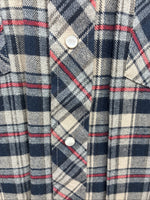 New Men’s White Horse Brown Blue Plaid Long Sleeve Pearl Snap Large Tall X-74