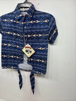 New Women’s Cumberland Blue Western Short Sleeve Pearl Snap Small DD-66