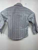 New Kids ELY Cattleman Blue Stripe Long Sleeve Pearl Snap Size 4 YY-62