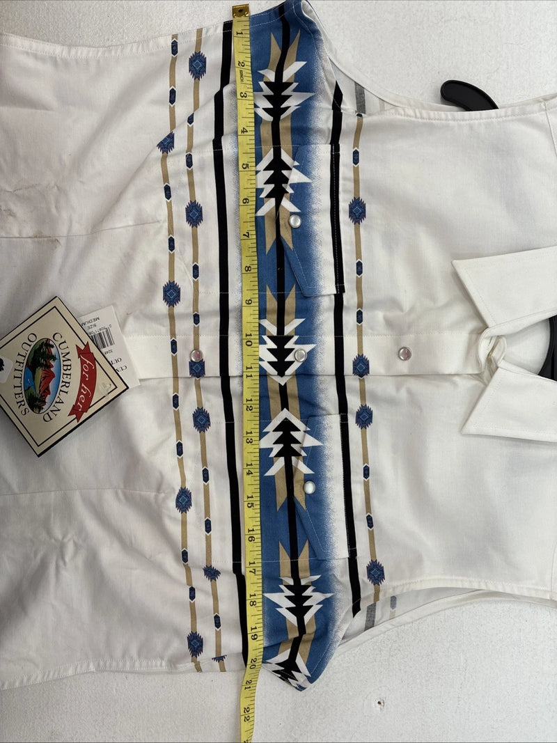 New Women’s Cumberland White Designed Short Sleeve Pearl Snap Medium LL-76