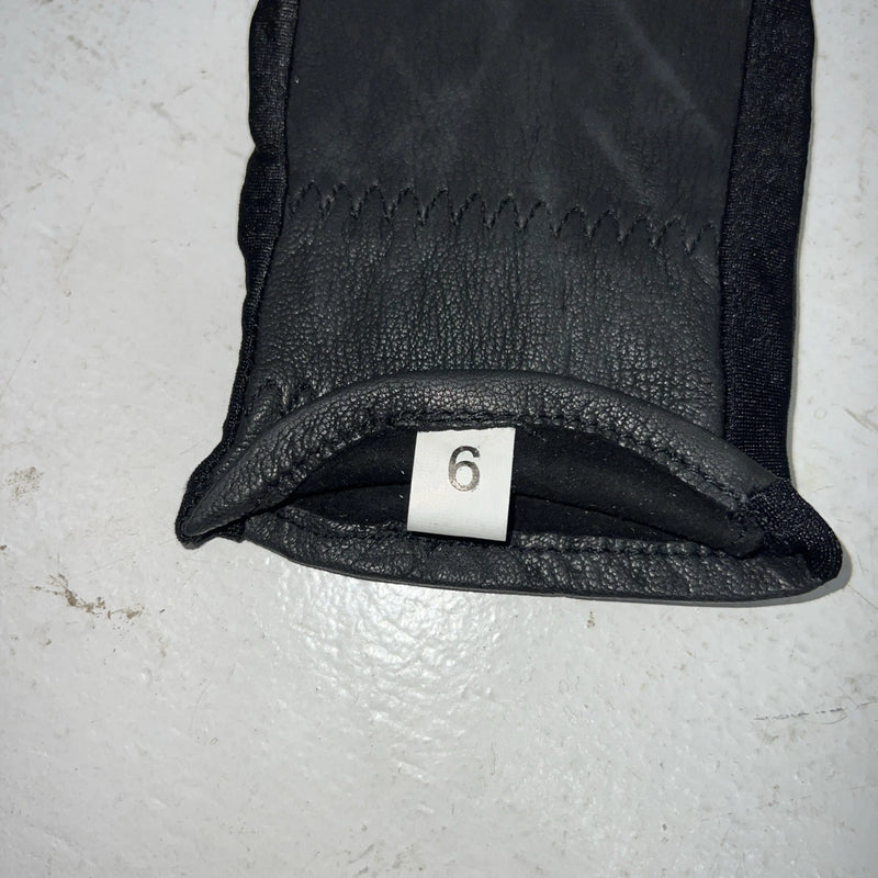 New Tuff Mate Black Riding And Show Leather Gloves Size 6 #1303 E-502