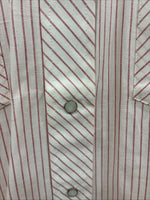 New Men’s Karman White Red Stripe Long Sleeve Pearl Snap 16 Large M-46