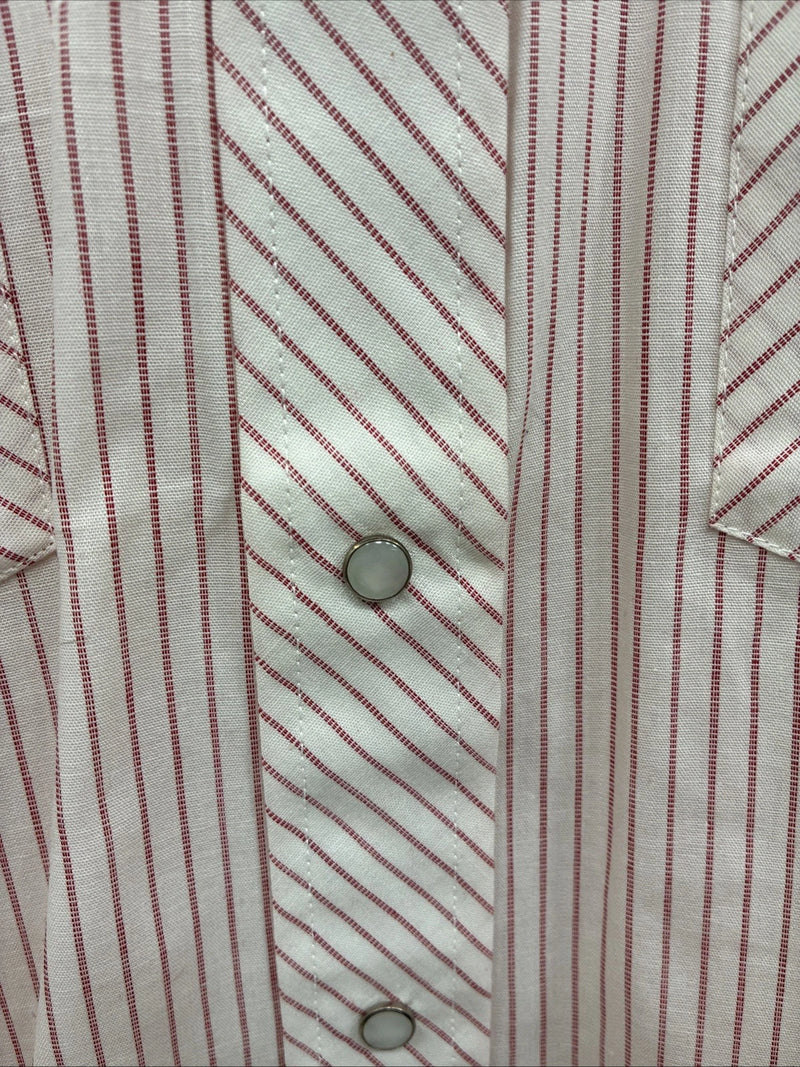 New Men’s Karman White Red Stripe Long Sleeve Pearl Snap 16 Large M-46
