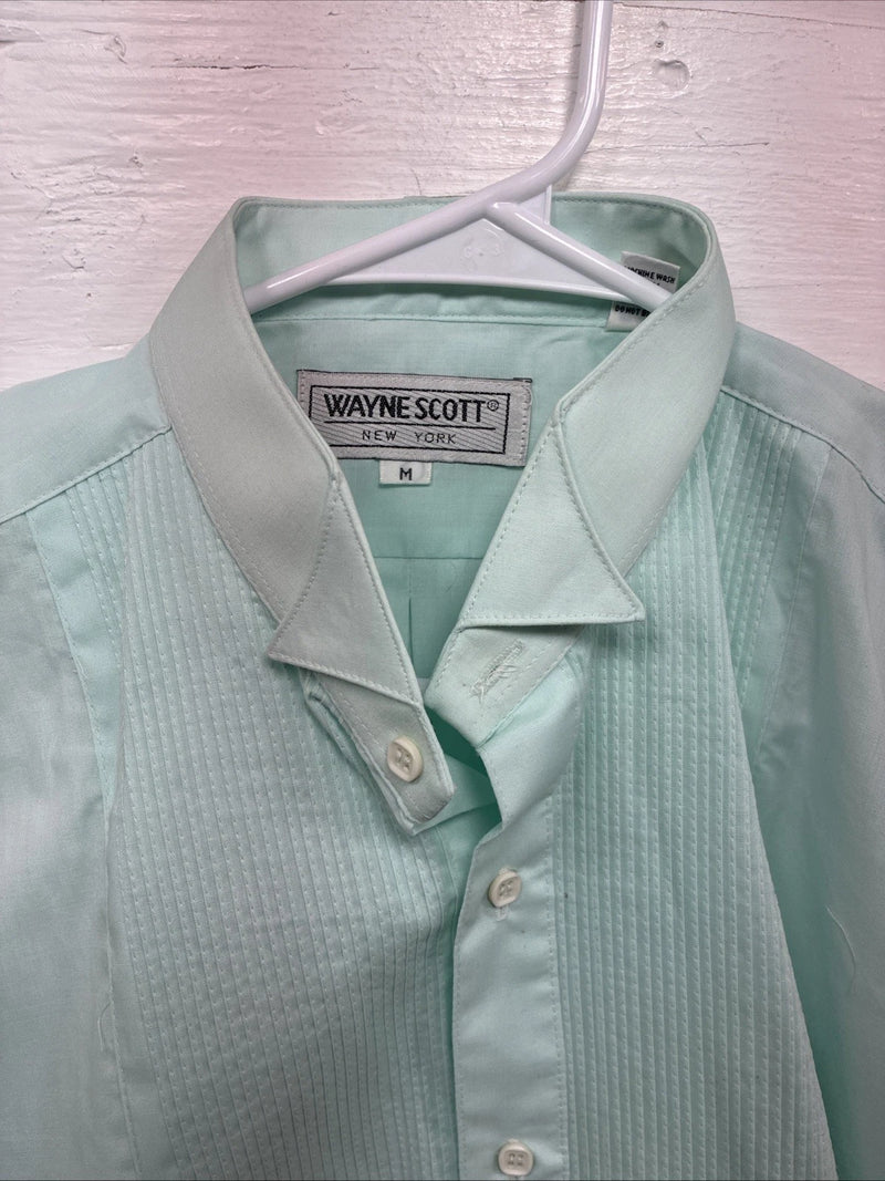 New Wayne Scott Blue Long Sleeve Button Up English Shirt Medium X-84