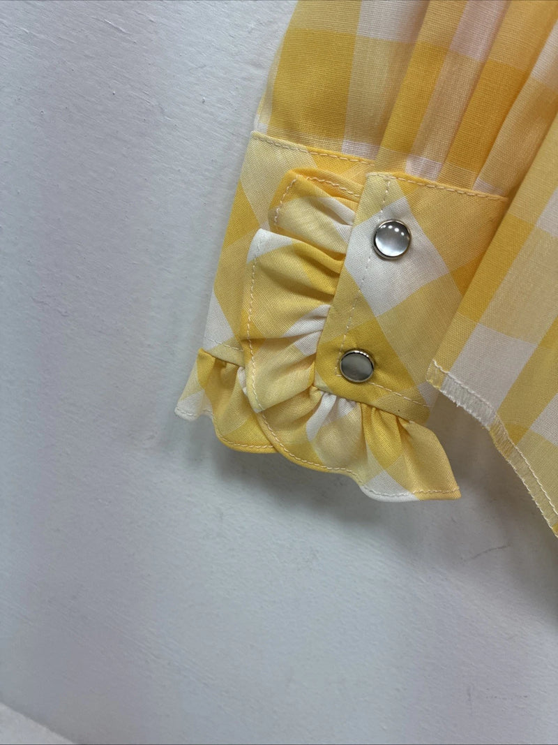 Be Women’s H Bar C Yellow Checker Long Sleeve Pearl Snap Size 30 LL-111