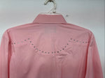 New Women’s White Horse Pink Gem Long Sleeve Pearl Snap Medium II-76