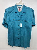 New Women’s Wrangler Blue Short Sleeve Pearl Snap Size Medium YY-50