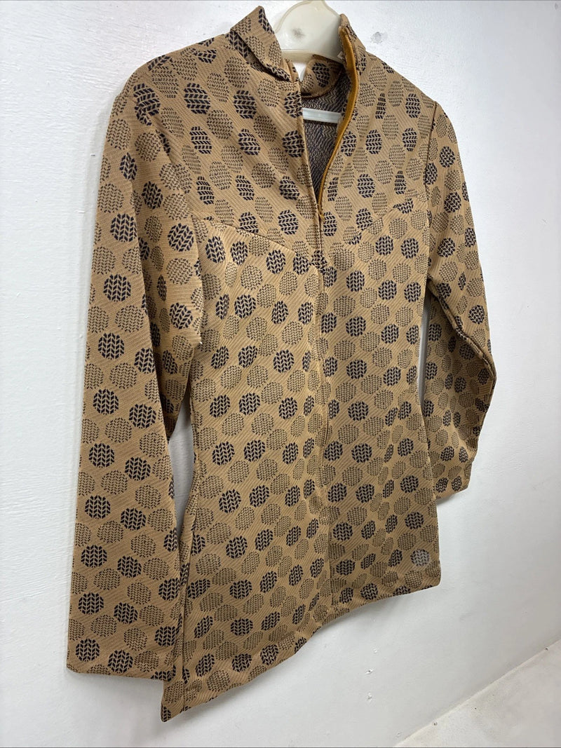 New Women’s Panhandle Slim Gold Blue Long Sleeve Zip Up Shirt Size 10 TT-80