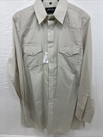 New Men’s White Horse Yellow stripe Long Sleeve Pearl Snap Medium K-47