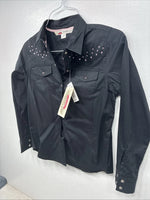 New Kids Cumberland Black Rhinestone Long Sleeve Pearl Snap Medium YY-19