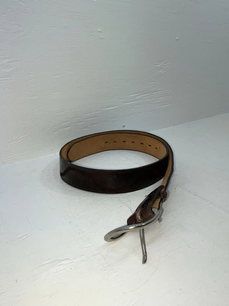 New Maroon Genuine Leather Stitched 34” Belt #6985 Z-166