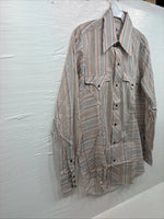 New Men’s Tem Tex Multicolor Stripe Long Sleeve Pearl Snap 14.5 X 33 Small V-8