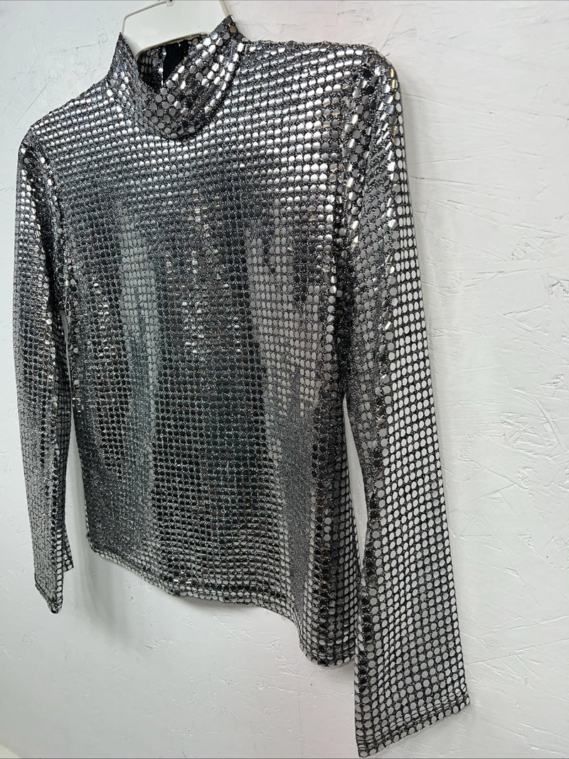 New Women’s 1849 Authentic Ranchwear Silver Long Sleeve Show Shirt Small WW-8