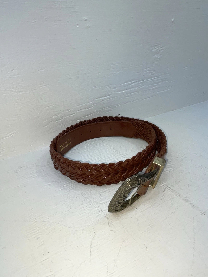 New Brown Genuine Leather Braided 34” Belt #02/4709 JJ-59