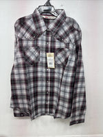 New Women’s Cumberland Purple Plaid Long Sleeve Pearl Snap 1XL GG-31