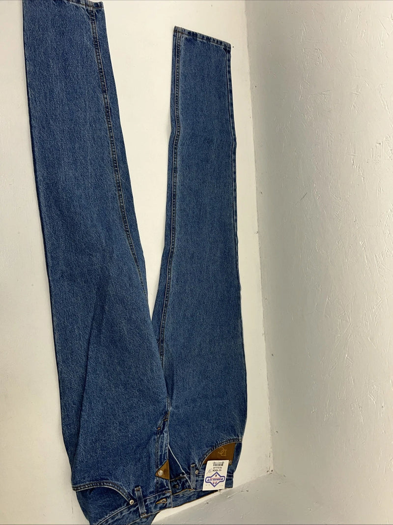 New Women’s Diamond Cut Gusset Regular Fit Leather Denim Jeans. 15/16x36 L-17