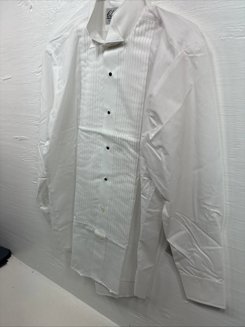 New Classix White Long Sleeve Button Up English Shirt 14-14.5 Small X-93