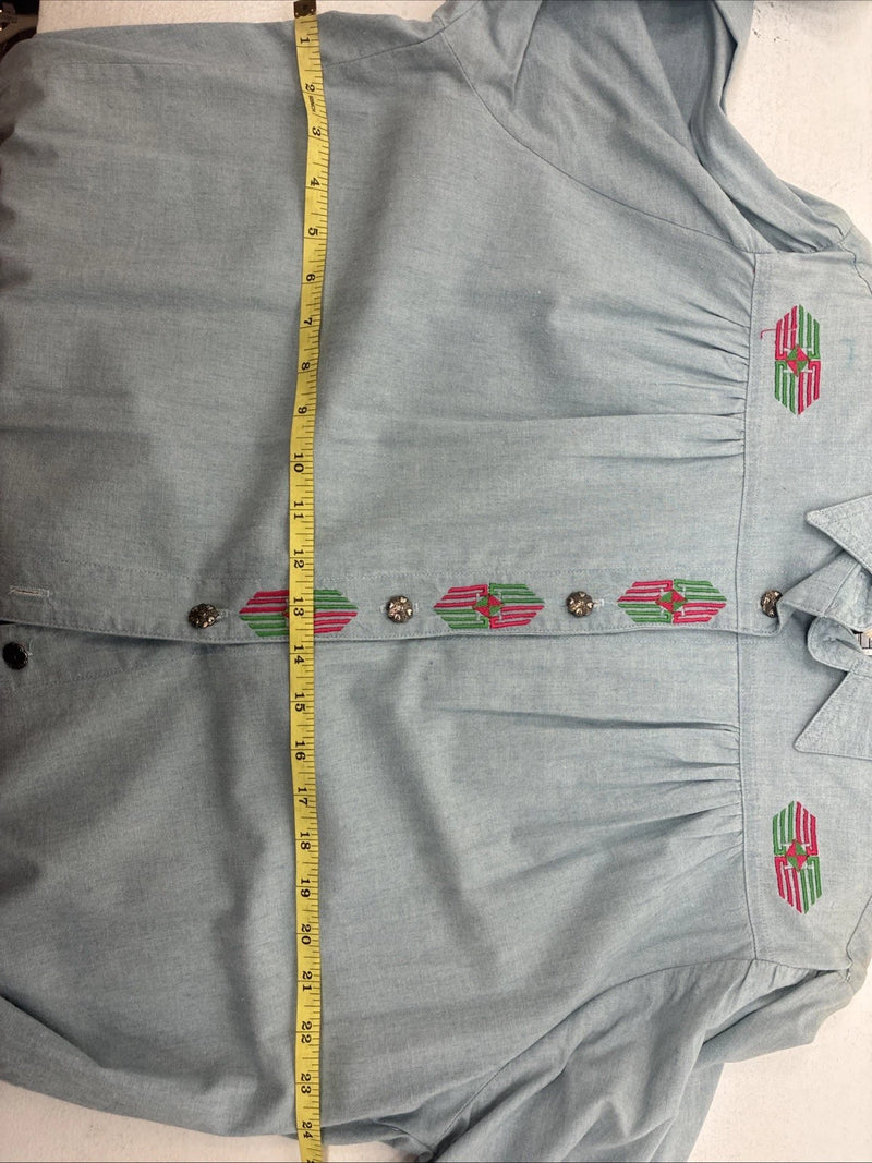 New Women’s Pointer Wear Blue Design Long Sleeve Button Up Size 10 KK-44