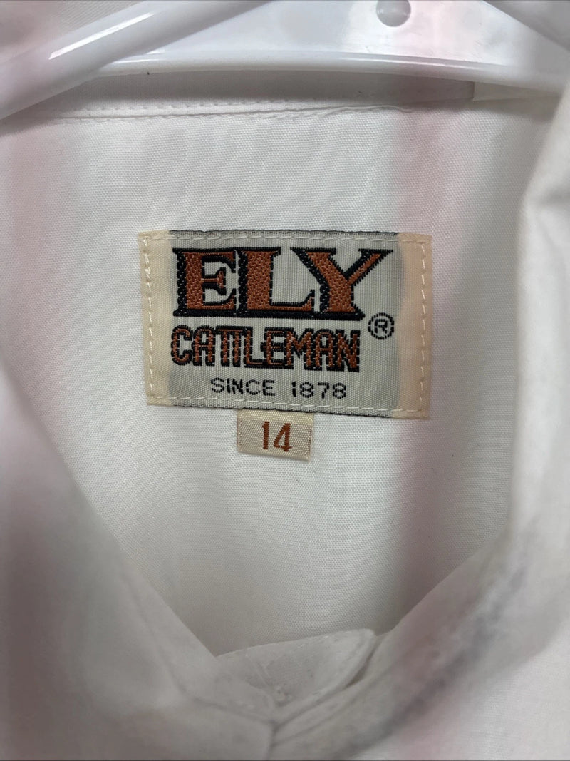 New Boys ELY Cattleman White Long Sleeve Pearl Snap Size 14 AA-41