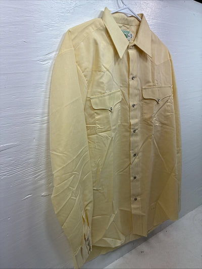 New Men’s Mesquite Yellow Long Sleeve Pearl Snap 16 X 35 Large CC-67