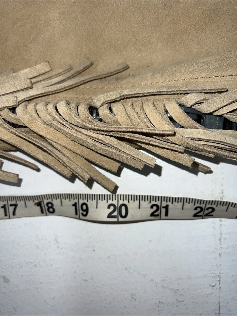NOS Tan Children’s Show Chaps With Fringe Adjustable Waist 36” L-40