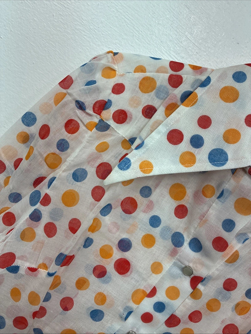New Women’s Tem Tex Polkadot Long Sleeve Pearl Snap Size 34 LL-102