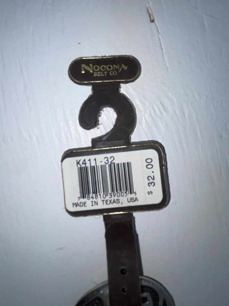 New Black Genuine Leather Nocona Silver Pendent 32” Belt #K411 Z-149