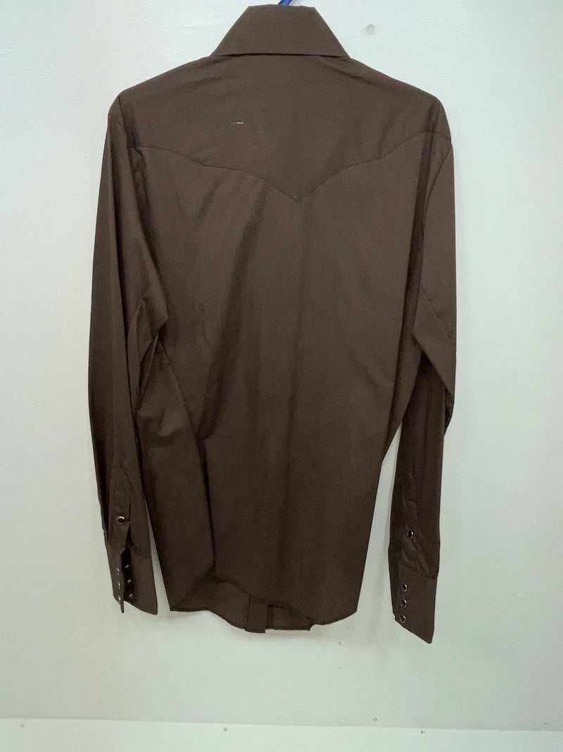 New Women’s Brown Panhandle Slim Long Sleeve Button Up Shirt #3334 3B-89
