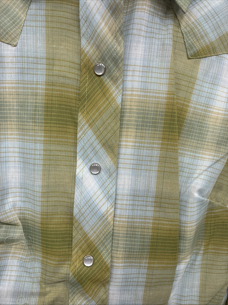 New Women’s Champion Western Green Plaid Long Sleeve Pearl Snap Size 10 KK-89