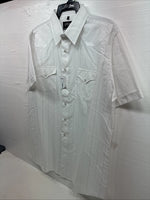 New Men’s White Horse White Stripe Short Sleeve Button Up XL T-9
