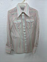 New Kids Rockmount Multicolor Stripe Long Sleeve Pearl Snap Size 32 CC-109