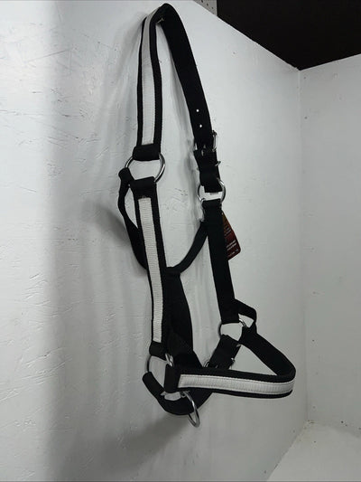 New Tough 1 Black White Draft Deluxe Nylon Halter #50-9575 W-37